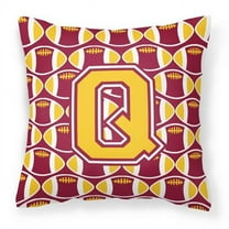 Carolines Treasures CJ1081-QPW1414 Letter Q Football Maroon & Gold Fabric Decorative Pillow