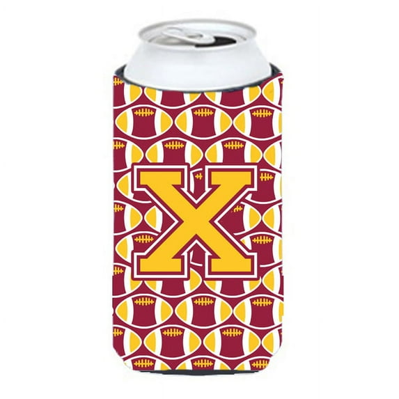 Carolines Treasures CJ1081-XTBC Letter X Football Maroon and Gold Tall Boy Beverage Insulator Hugger Tall Boy