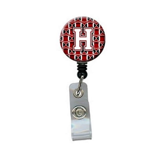 Carolines Treasures CJ1082-HBR Letter H Football Cardinal & White Retractable Badge Reel
