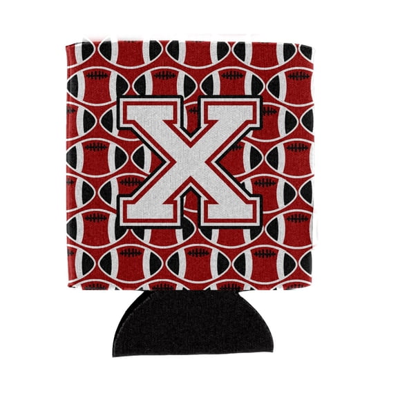 Carolines Treasures CJ1082-XCC Letter X Football Cardinal and White Can or Bottle Hugger  Can Hugger multicolor
