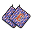 thumbnail image 1 of Carolines Treasures CJ1083-EPTHD Letter E Football Green, Blue and Orange Pair of Pot Holders, 7.5HX7.5W, multicolor, 1 of 2