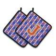 thumbnail image 1 of Carolines Treasures CJ1083-JPTHD Letter J Football Green, Blue and Orange Pair of Pot Holders, 7.5HX7.5W, multicolor, 1 of 2
