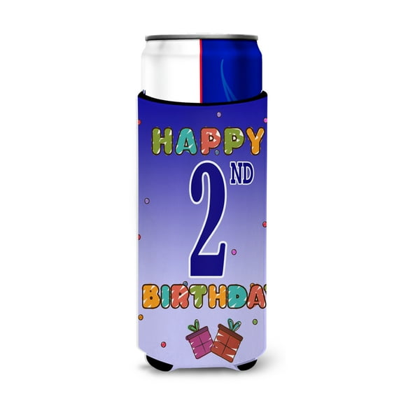 Carolines Treasures CJ1093MUK Happy 2nd Birthday Ultra Beverage Insulators for slim cans  Slim Can multicolor