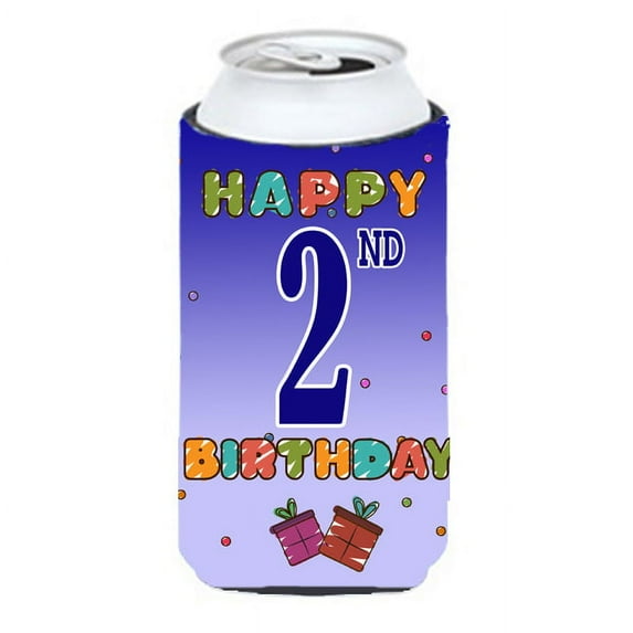Carolines Treasures CJ1093TBC Happy 2nd Birthday Tall Boy Beverage Insulator Hugger  Tall Boy multicolor
