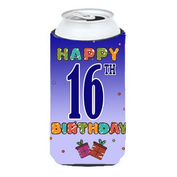 Carolines Treasures CJ1107TBC Happy 16th Birthday Tall Boy Beverage Insulator Hugger Tall Boy multicolor