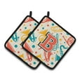 thumbnail image 1 of Carolines Treasures CJ2001-BPTHD Letter B Retro Teal Orange Musical Instruments Initial Pair of Pot Holders, 7.5 x 3 x 7.5 in., 1 of 7