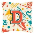 thumbnail image 1 of Carolines Treasures CJ2001-PW-Parent Letter Retro Teal Orange Musical Instruments Initial Canvas Fabric Decorative, 1 of 2