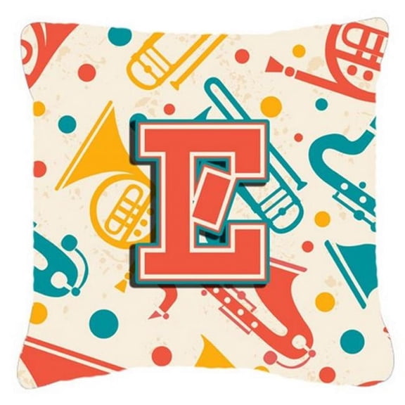 Carolines Treasures CJ2001-PW-Parent Letter Retro Teal Orange Musical Instruments Initial Canvas Fabric Decorative