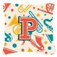thumbnail image 1 of Carolines Treasures CJ2001-PW-Parent Letter Retro Teal Orange Musical Instruments Initial Canvas Fabric Decorative, 1 of 2