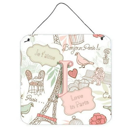 Carolines Treasures CJ2002-JDS66 Letter J Love In Paris Pink Wall and Door Hanging Prints