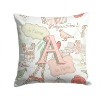 Carolines Treasures CJ2002-PW-Parent Letter Love in Paris Pink Canvas Fabric Decorative Pillow CJ2002  multicolor