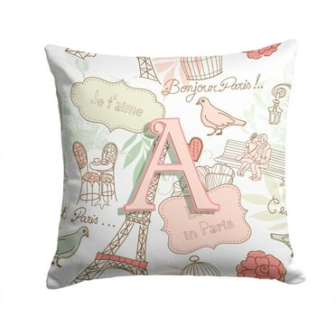 Carolines Treasures CJ2002-PW-Parent Letter Love in Paris Pink Canvas Fabric Decorative Pillow CJ2002  multicolor
