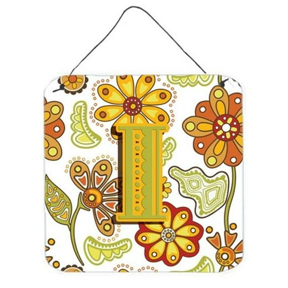 Carolines Treasures CJ2003-IDS66 Letter I Floral Mustard And Green Wall and Door Hanging Prints