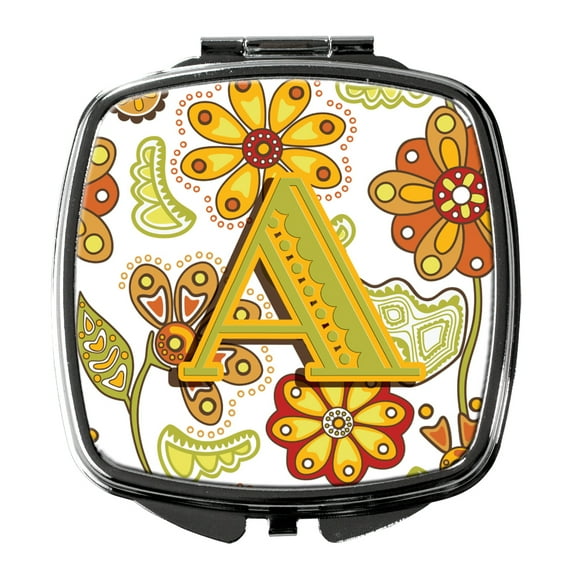 Carolines Treasures CJ2003-SCM-Parent Letter Floral Mustard and Green Compact Mirror CJ2003  multicolor