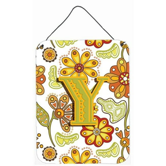 Carolines Treasures CJ2003-YDS1216 Letter Y Floral Mustard And Green Wall and Door Hanging Prints