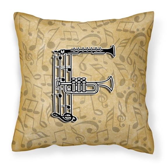 Carolines Treasures CJ2004-FPW1414 Letter F Musical Instrument Alphabet Canvas Fabric Decorative Pillow 14Hx14W