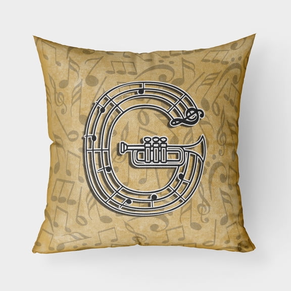 Carolines Treasures CJ2004-GPW1818 Letter G Musical Instrument Alphabet Canvas Fabric Decorative Pillow 18H x18W