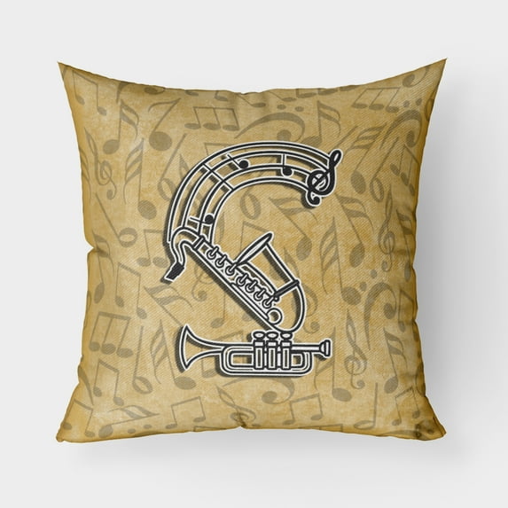 Carolines Treasures CJ2004-SPW1818 Letter S Musical Instrument Alphabet Canvas Fabric Decorative Pillow 18H x18W