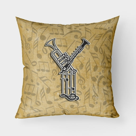 Carolines Treasures CJ2004-YPW1818 Letter Y Musical Instrument Alphabet Canvas Fabric Decorative Pillow 18H x18W