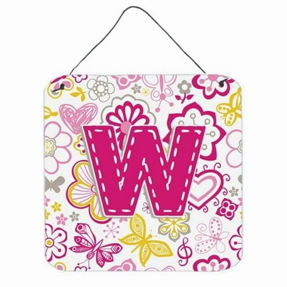 Carolines Treasures CJ2005-MDS66 Letter M Flowers And Butterflies Pink Wall and Door Hanging Prints