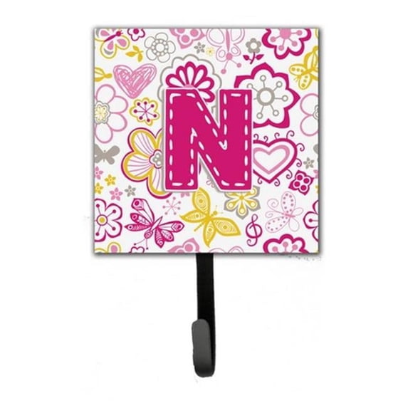 Carolines Treasures CJ2005-NSH4 Letter N Flowers And Butterflies Pink Leash & Key Holder
