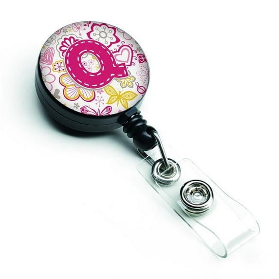 Carolines Treasures CJ2005-QBR Letter Q Flowers & Butterflies Pink Retractable Badge Reel