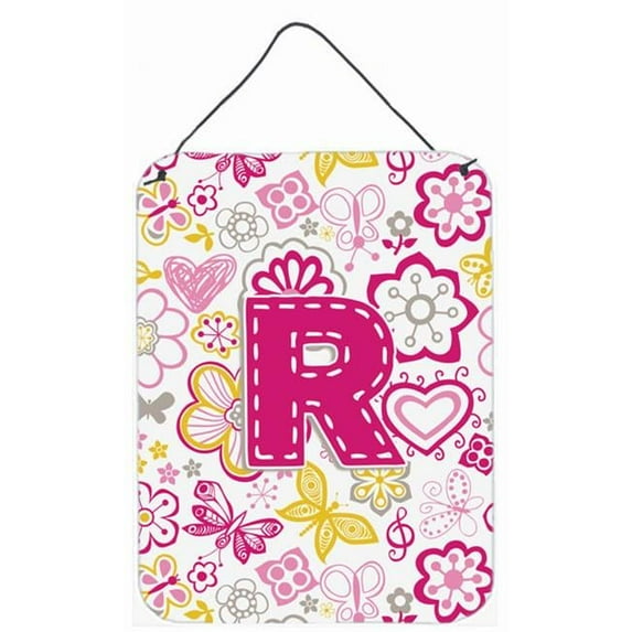 Carolines Treasures CJ2005-RDS1216 Letter R Flowers And Butterflies Pink Wall and Door Hanging Prints
