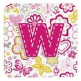thumbnail image 1 of Carolines Treasures CJ2005-WFC Letter W Flowers And Butterflies Pink Foam Coasters- Set Of 4, 1 of 3