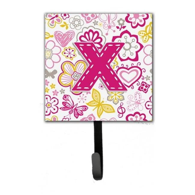 Carolines Treasures CJ2005-XSH4 Letter X Flowers And Butterflies Pink Leash & Key Holder