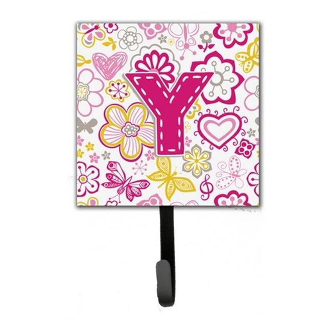 Carolines Treasures CJ2005-YSH4 Letter Y Flowers And Butterflies Pink Leash & Key Holder