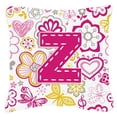 thumbnail image 1 of Carolines Treasures CJ2005-ZPW1818 Letter Z Flowers And Butterflies Pink Canvas Fabric Decorative Pillow, 1 of 3