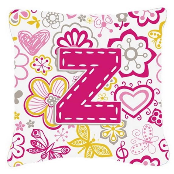 Carolines Treasures CJ2005-ZPW1818 Letter Z Flowers And Butterflies Pink Canvas Fabric Decorative Pillow