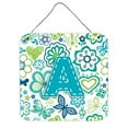 thumbnail image 1 of Carolines Treasures CJ2006-ADS66 Letter A Flowers And Butterflies Teal Blue Wall and Door Hanging Prints, 1 of 7