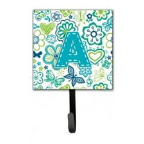 Carolines Treasures CJ2006-ASH4 Letter A Flowers And Butterflies Teal Blue Leash & Key Holder