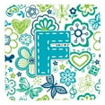 thumbnail image 1 of Carolines Treasures CJ2006-FFC Letter F Flowers And Butterflies Teal Blue Foam Coasters- Set Of 4, 1 of 3