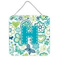 thumbnail image 1 of Carolines Treasures CJ2006-HDS66 Letter H Flowers And Butterflies Teal Blue Wall and Door Hanging Prints, 1 of 7