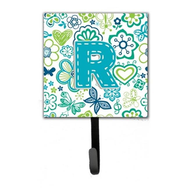 Carolines Treasures CJ2006-RSH4 Letter R Flowers And Butterflies Teal Blue Leash & Key Holder