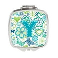 thumbnail image 1 of Carolines Treasures CJ2006-YSCM Letter Y Flowers & Butterflies Teal Blue Compact Mirror, 1 of 1