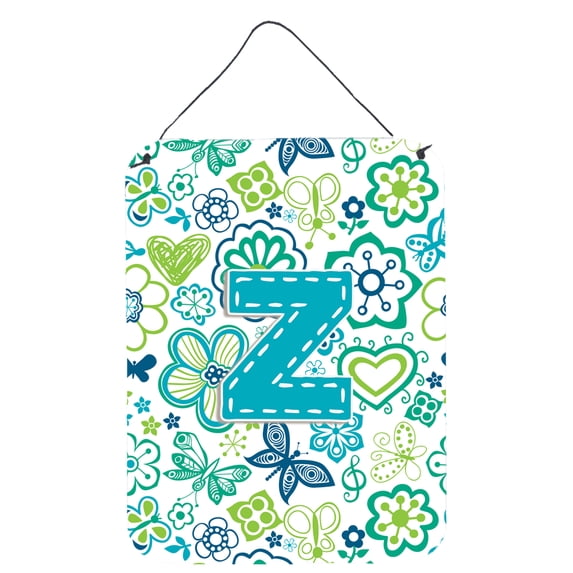 Caroline's Treasures Letter Z Flowers And Butterflies Aluminum Prints 12 Large x 0.02 W x 16 H