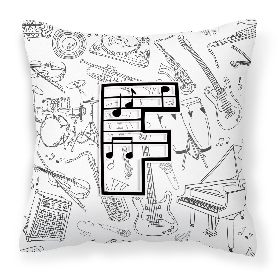 Letter F Musical Note Letters Fabric Decorative Pillow