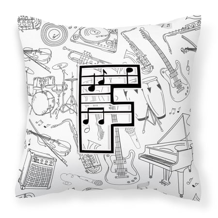 Letter F Musical Note Letters Fabric Decorative Pillow