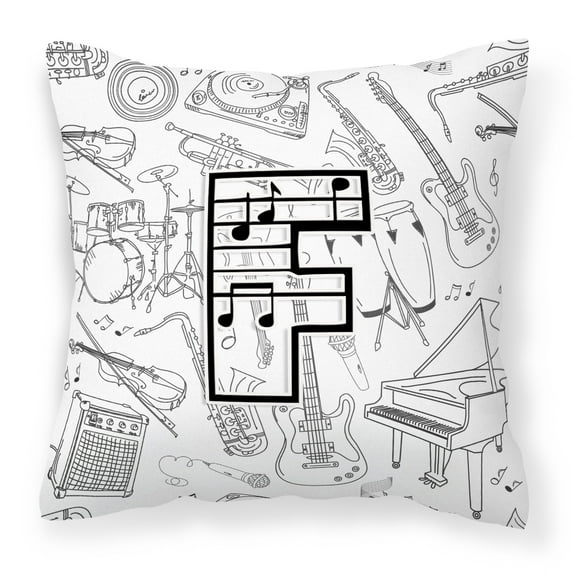 Letter F Musical Note Letters Fabric Decorative Pillow