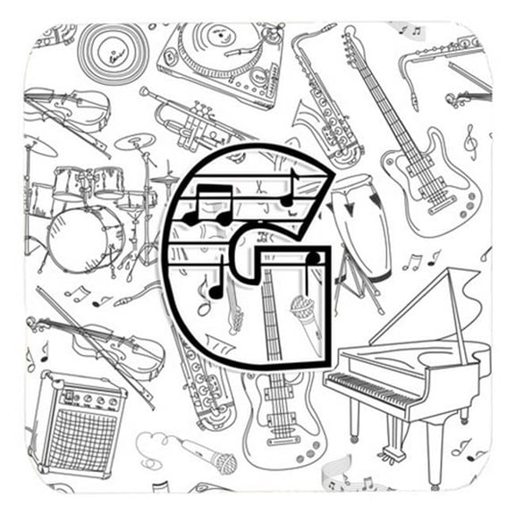 Carolines Treasures CJ2007-GFC Letter G Musical Note Letters Foam Coasters- Set Of 4
