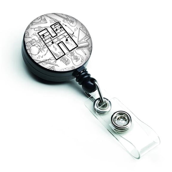 Carolines Treasures CJ2007-HBR Letter H Musical Note Letters Retractable Badge Reel