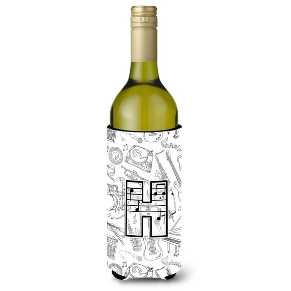 Carolines Treasures CJ2007-HLITERK Letter H Musical Note Letters Wine Bottle Beverage Insulator Hugger Wine Bottle