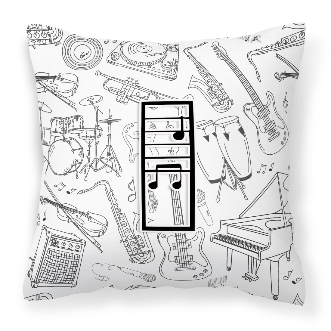 Carolines Treasures CJ2007-IPW1414 Letter I Musical Note Letters Canvas Fabric Decorative Pillow 14Hx14W multicolor