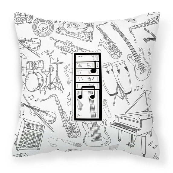 Carolines Treasures CJ2007-IPW1414 Letter I Musical Note Letters Canvas Fabric Decorative Pillow 14Hx14W multicolor