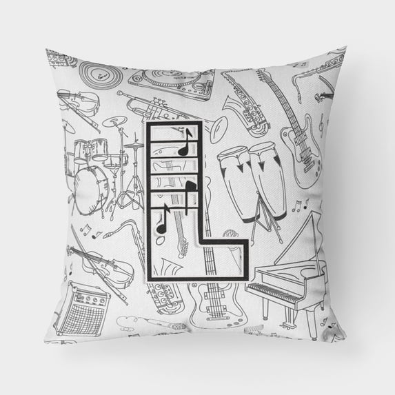 Carolines Treasures CJ2007-LPW1818 Letter L Musical Note Letters Canvas Fabric Decorative Pillow 18H x18W multicolor