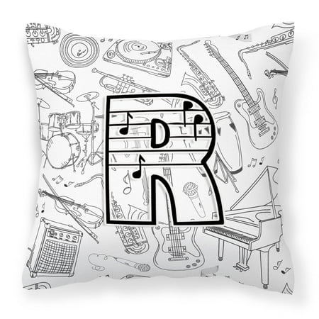 Letter R Musical Note Letters Fabric Decorative Pillow