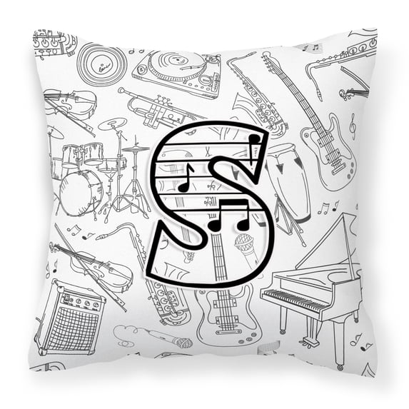 Letter S Musical Note Letters Fabric Decorative Pillow